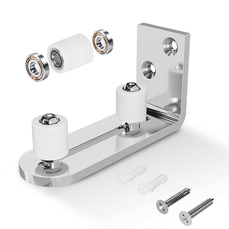 EaseLife Sliding Barn Door Bottom Floor Guide,Ball Bearings Adjustable Stay Roller,Wall Mount System,Flush Flat Bottom Design,2 Assemble Setup Options,Fit All Size Door,Brushed Chrome - Image 1